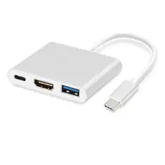 GENERICO - Adaptador Hub 3 En 1 Usb-C Hdmi Para Macbook / iPad / Notebook