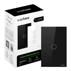 WORBEE - Interruptor Inteligente Wifi H1 Simple Con y Sin Neutro Negro Homekit