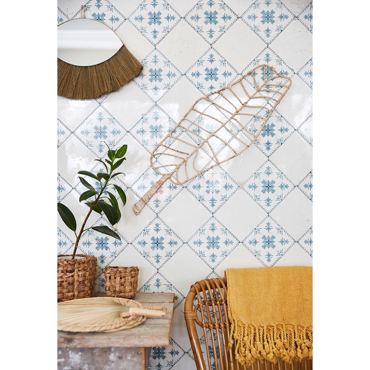 LIV INTERIOR - Decoración de pared fibra vegetal 70x20 cm