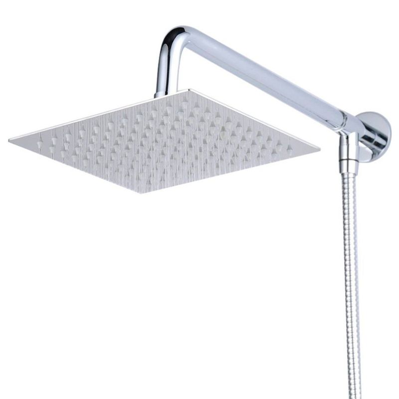 GENERICO - Plato Ducha Cuadrado 25 cm y Brazo Para Flexible 30 cm