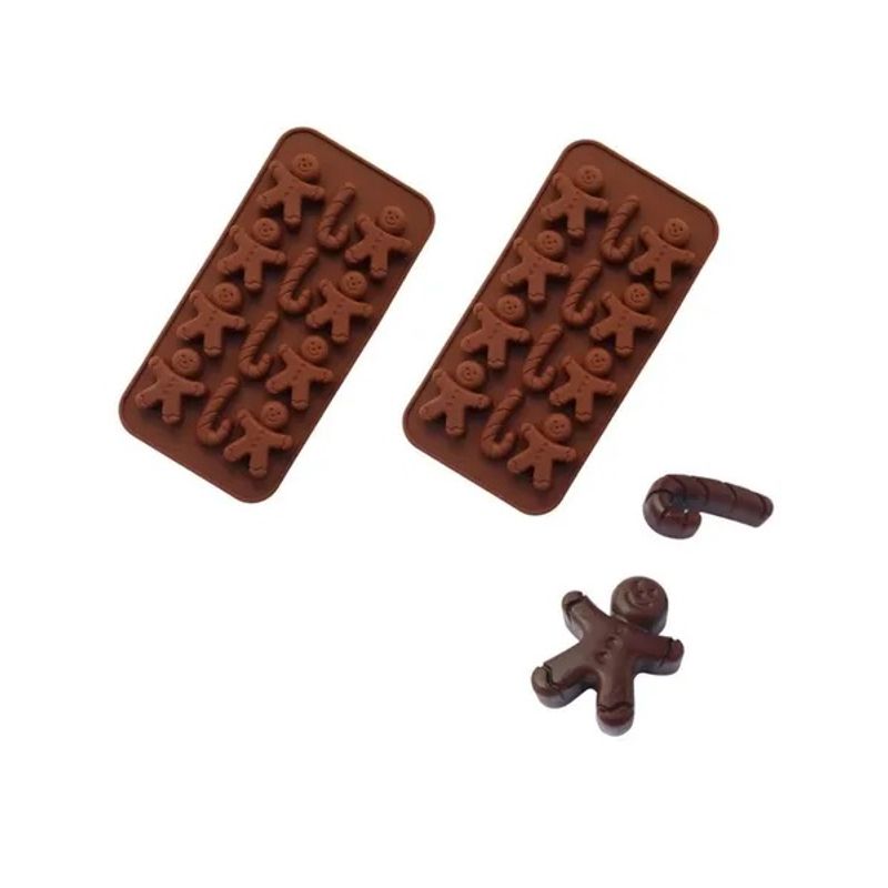 GENERICO - 2 Molde De Chocolate Molde De Silicona Molde Galleta Navidad