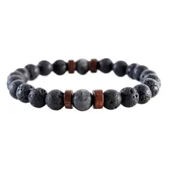 MILLAM - Pulsera Piedra Volcánica y Larvikita Energías
