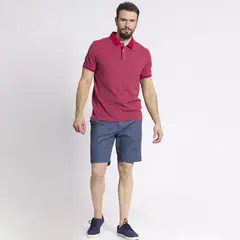 MCGREGOR - Polera Manga Corta Cuello Tejido Regular Fit Jacquard Azul
