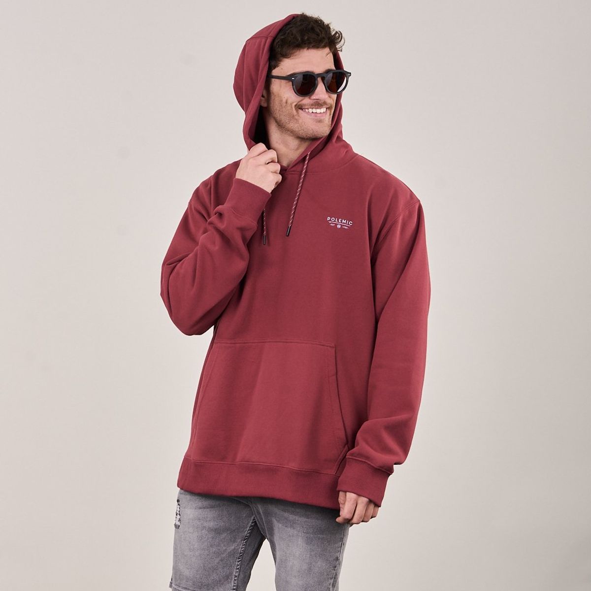 POLEMIC - Poleron Oversized Fit Snow Washed Rojo Ladrillo Polemic