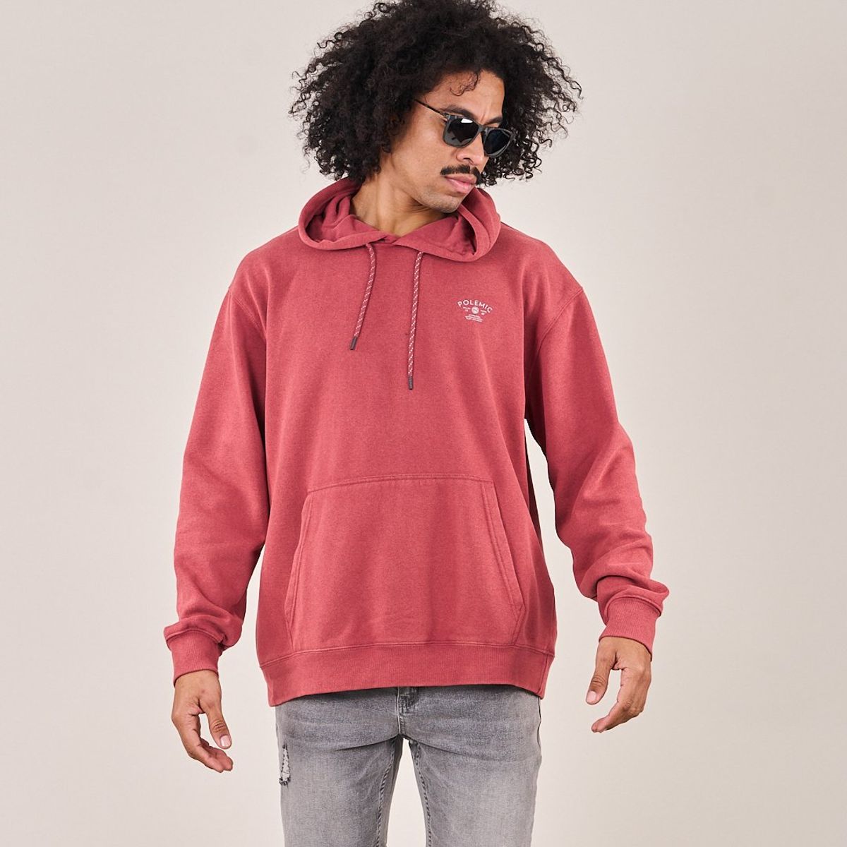 POLEMIC - Poleron Oversized Fit Snow Washed Rojo Polemic