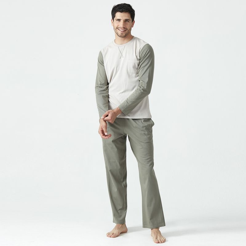 BARBIZON - Pijama de Hombre Tomas Pantalon Largo Greyge