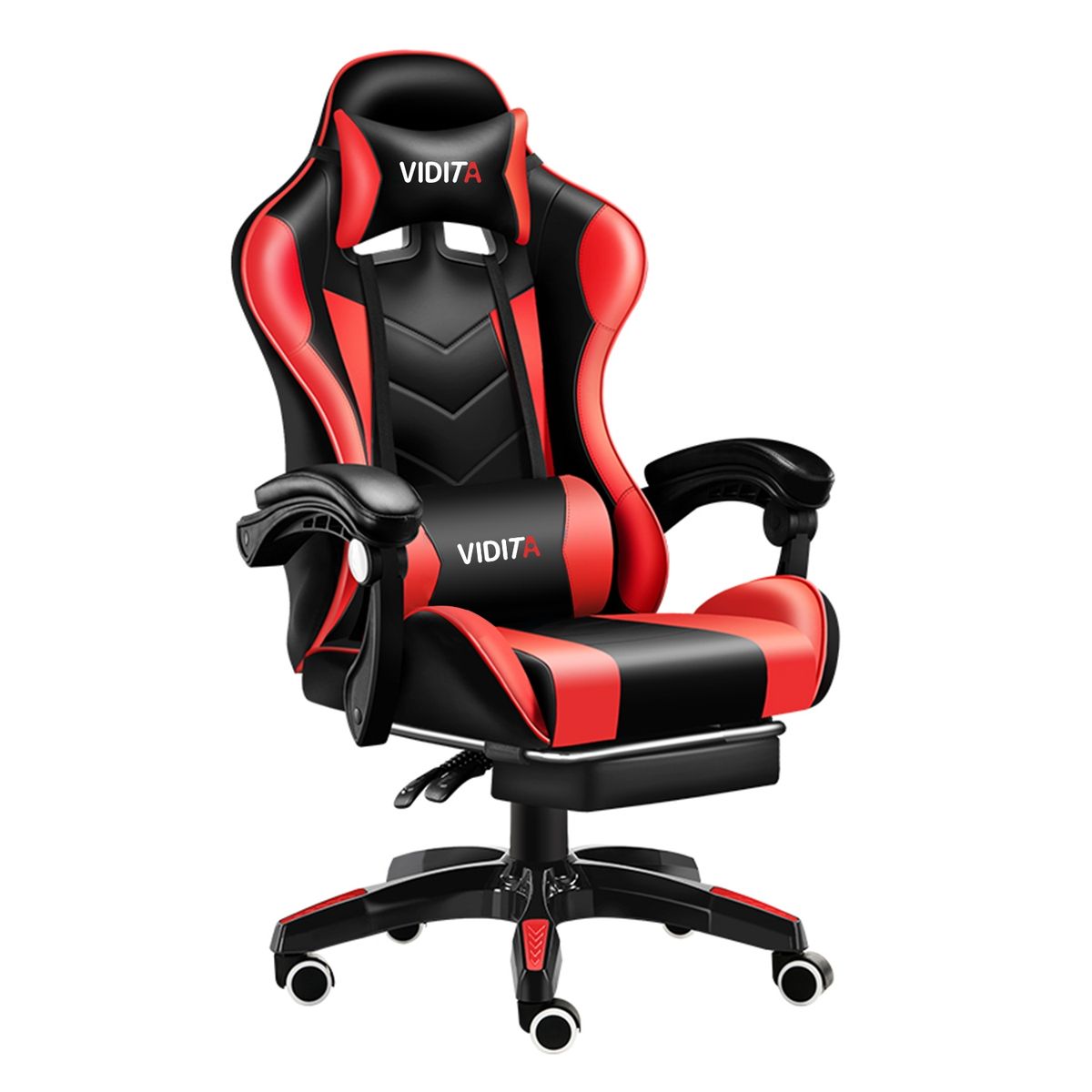 VIDITA - Silla Gamer Profesional GX2000 con Reposapiés-Rojo