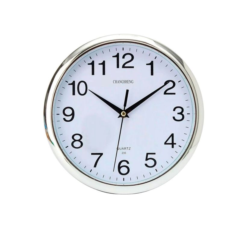 LUMAX - Reloj Analogico de Pared con Borde Cromado 26cm