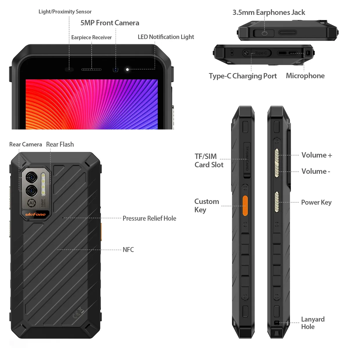 ULEFONE - Ulefone Armor X11 Pro - Celular Resistente Golpes Caidas Agua - Android 12 DualSIM Rugerizado