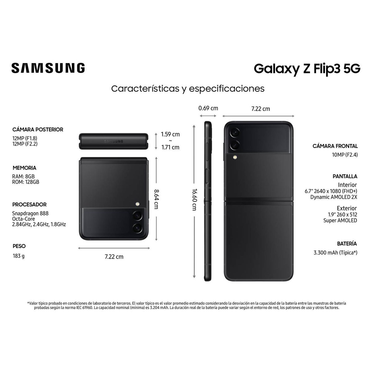 SAMSUNG - Samsung Galaxy Z Flip3 5G 128GB - Reacondicionado - Negro