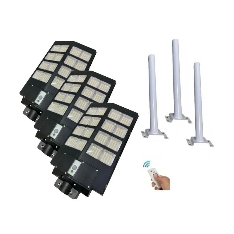 GENERICO - Pack X3 Foco Solar Led Exterior Focos Foco Solares 800w Soporte