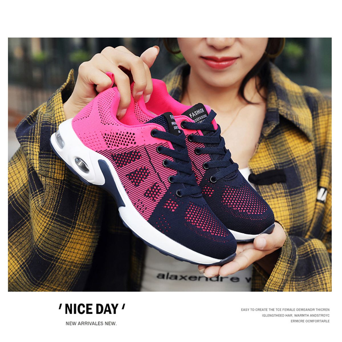 BLWOENS - Zapatillas casuales antideslizante mujer zapatos -rosa