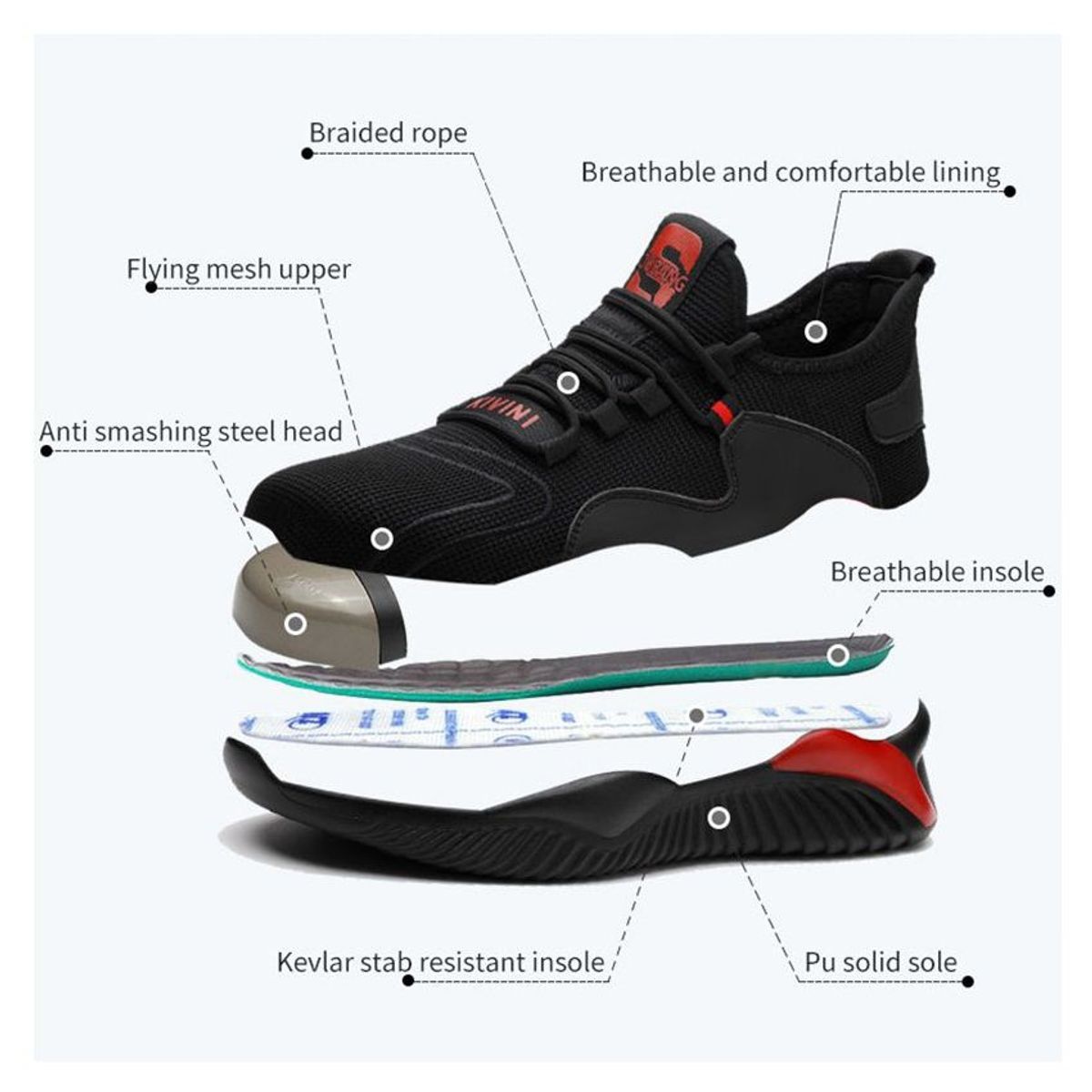 BLWOENS - Zapatos de seguridad a prueba de golpes  transpirables