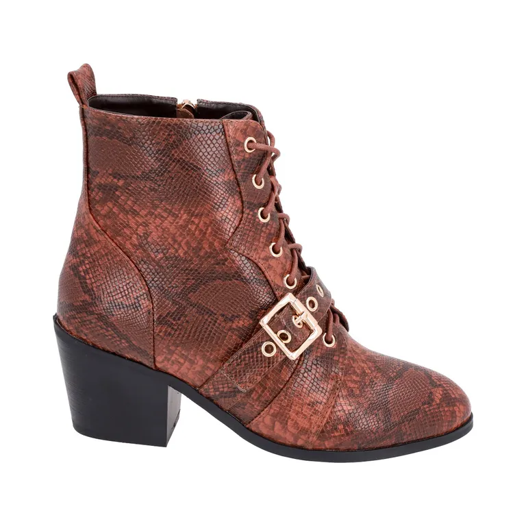Botin Mujer Marrón Taco Medio Lezzard