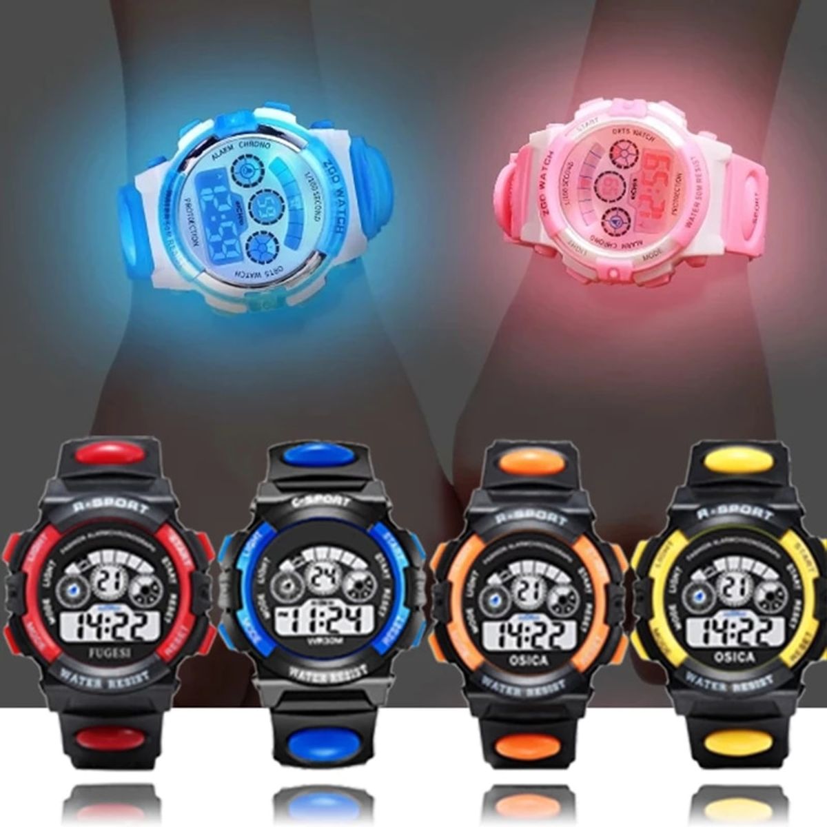 COCHOLITO KIDS - Exclusivo Reloj Deportivo Con Luz Y Alarma Niño Y Niña