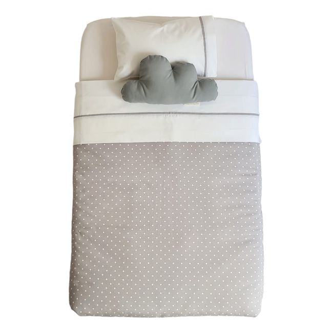 MI COCO - Set cuna colecho gris puntitos colchón 50x85x5