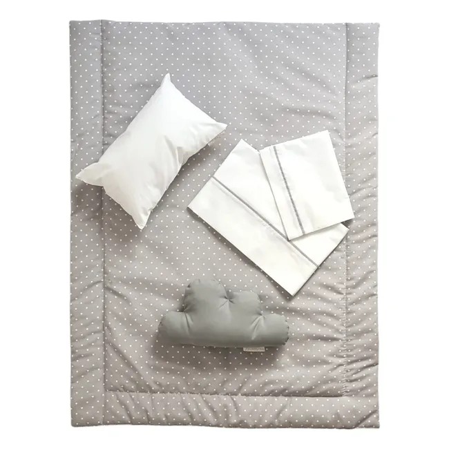 MI COCO - Set cuna colecho gris puntitos colchón 50x85x5