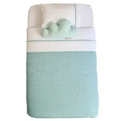 MI COCO - Set cuna colecho turquesa puntitos colchón 50x85x5