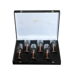 PERFECT CLASS - Set 6 Copas Vino Alta Pie de Cobre