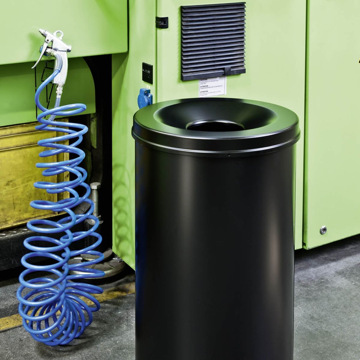 DURABLE - Papelero Metálico Redondo Safe Durable- Negro