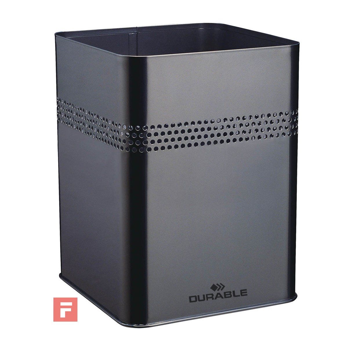 DURABLE - Papelero Cuadrado Metálico Durable- Negro