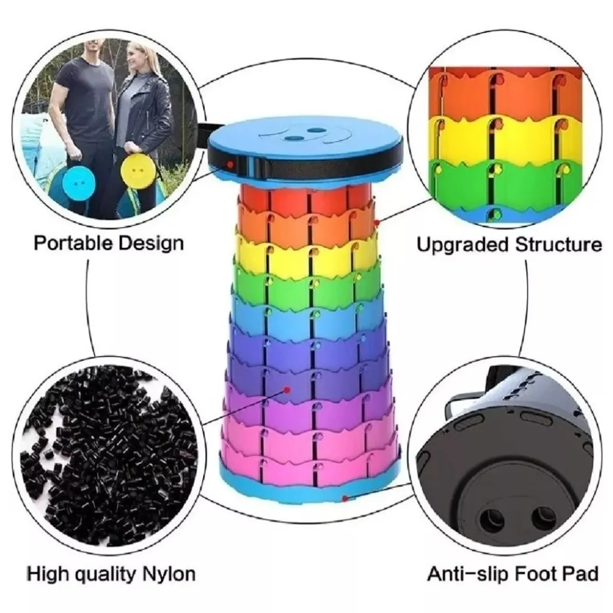 GENERICO - Silla Plegable Telescópica Silla Portátil Retráctil