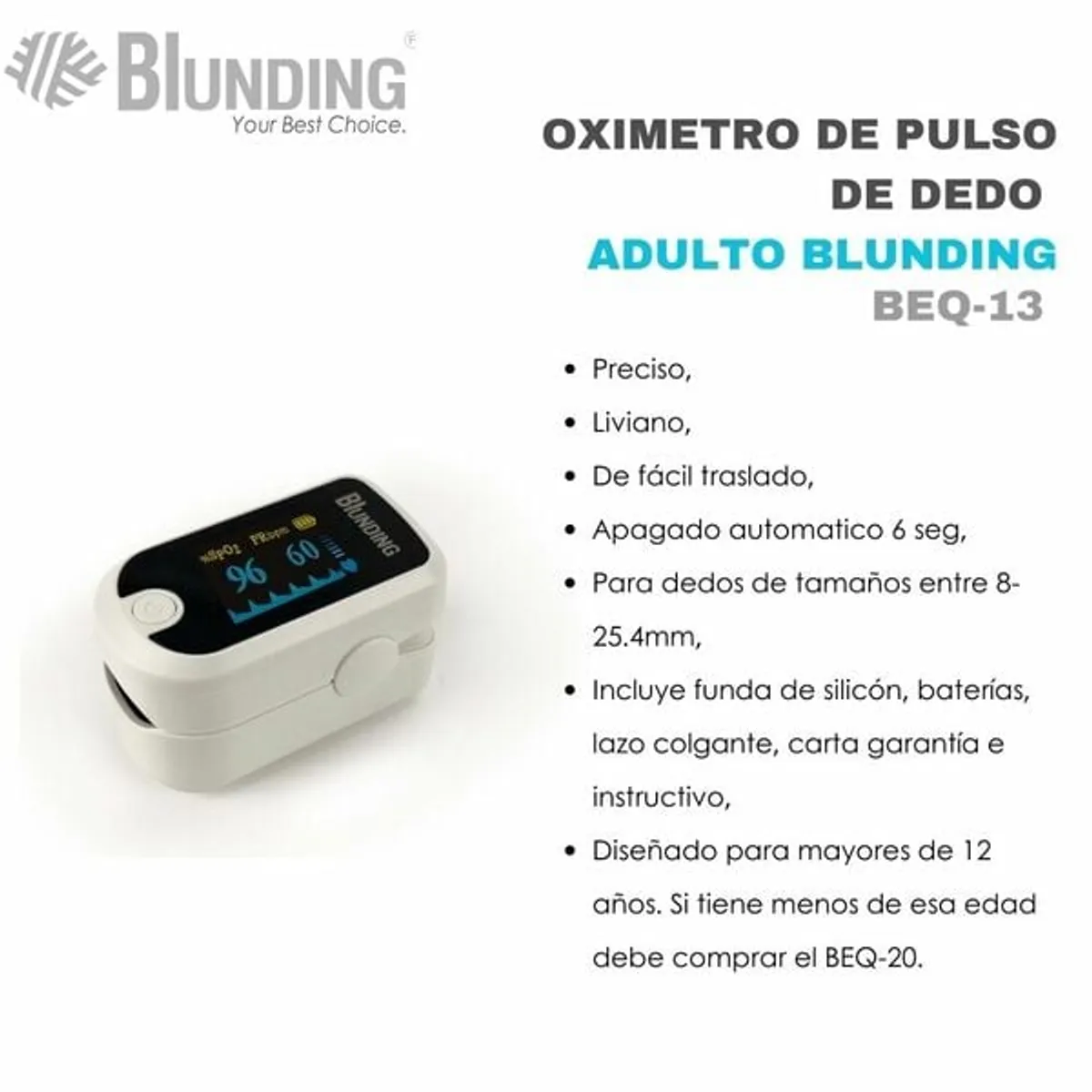 BLUNDING - Oximetro De Pulso De Dedo Adulto Blunding
