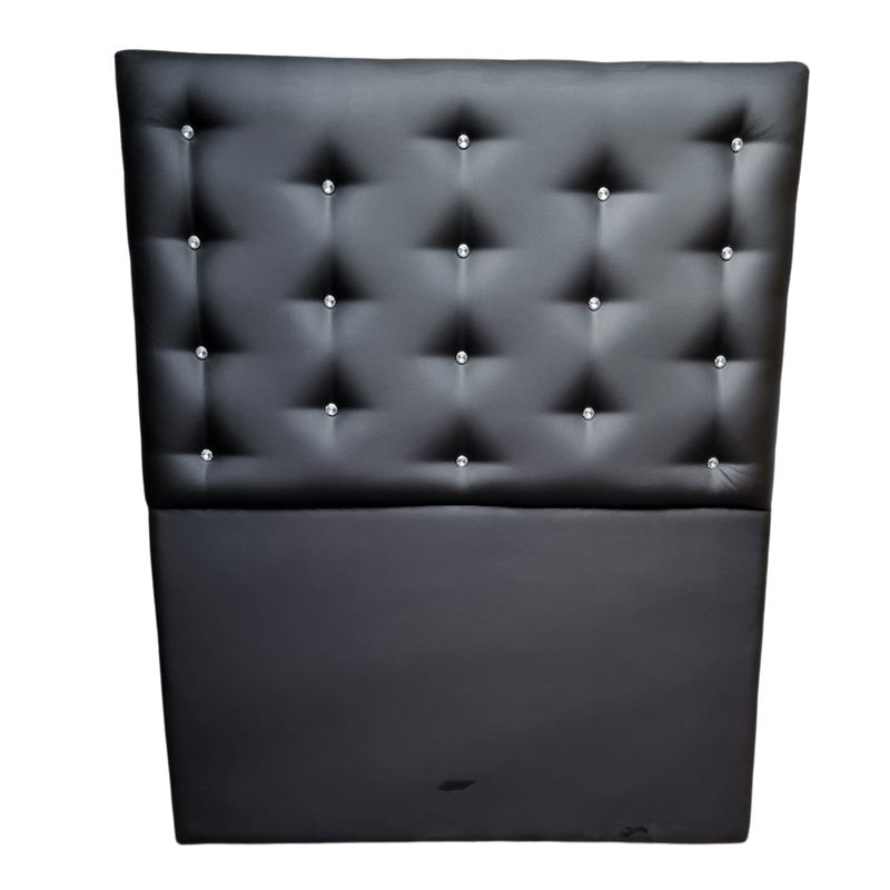 GENERICO - Respaldo 1 1/2 Negro Cuero PU Botón Diamante a piso Muebles Rimar