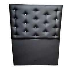 GENERICO - Respaldo 1 1/2 Negro Cuero PU Botón Diamante a piso Muebles Rimar