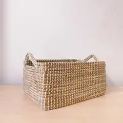 GENERICO - Canasto Rectangular Fibras Naturales 41x26x22cm