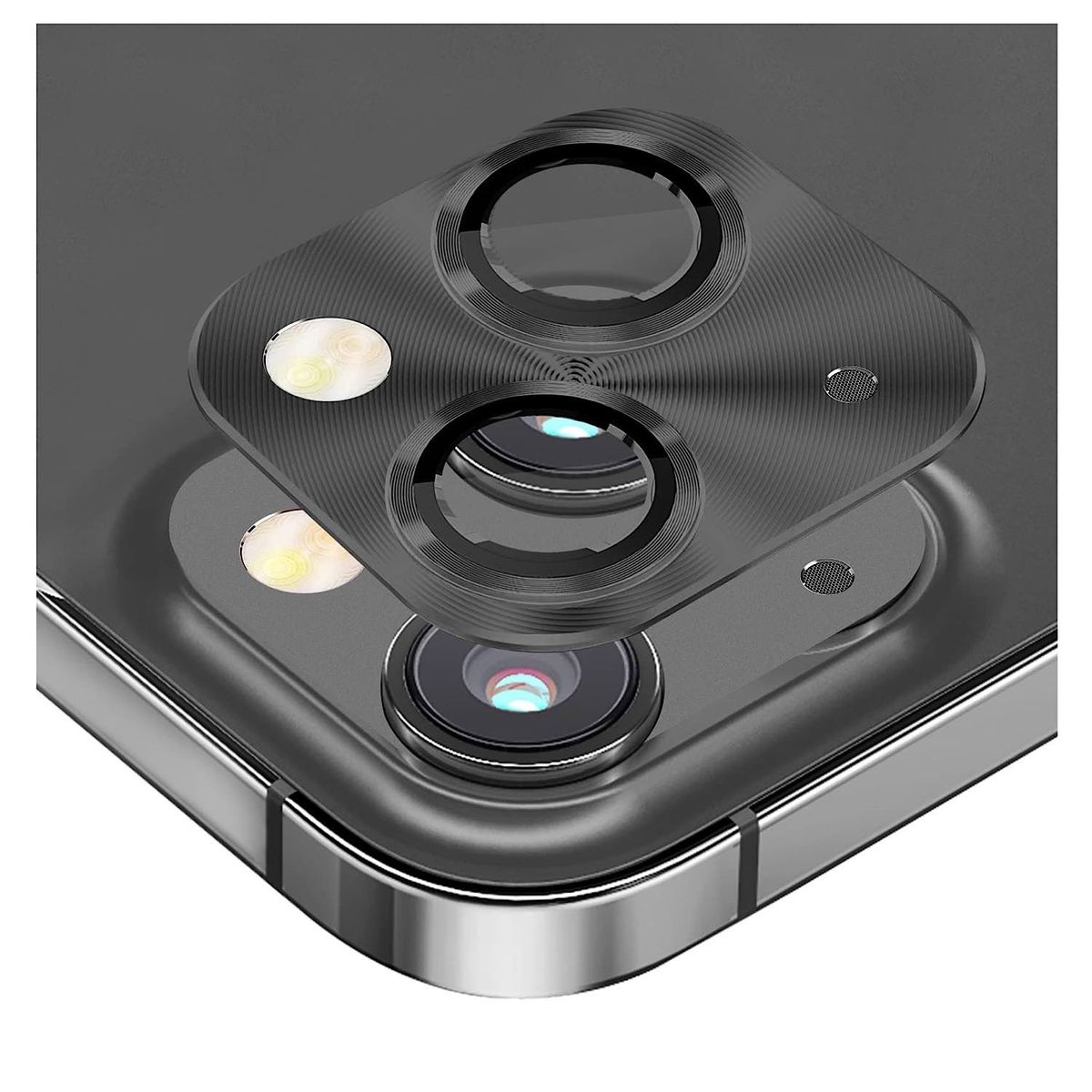 GENERICO - Lamina Para Camara De Aluminio iPhone 14 Normal - 14 Plus - Negro