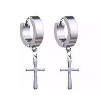 Aros con Estilo Aros Pendientes Con Cruz Colgante Plateada
