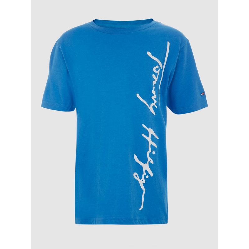 TOMMY HILFIGER - Polera Script Graphic Logo Azul Tommy Hilfiger