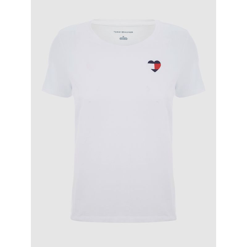 TOMMY HILFIGER - Polera Corazones Logo Bandera Blanco Tommy Hilfiger