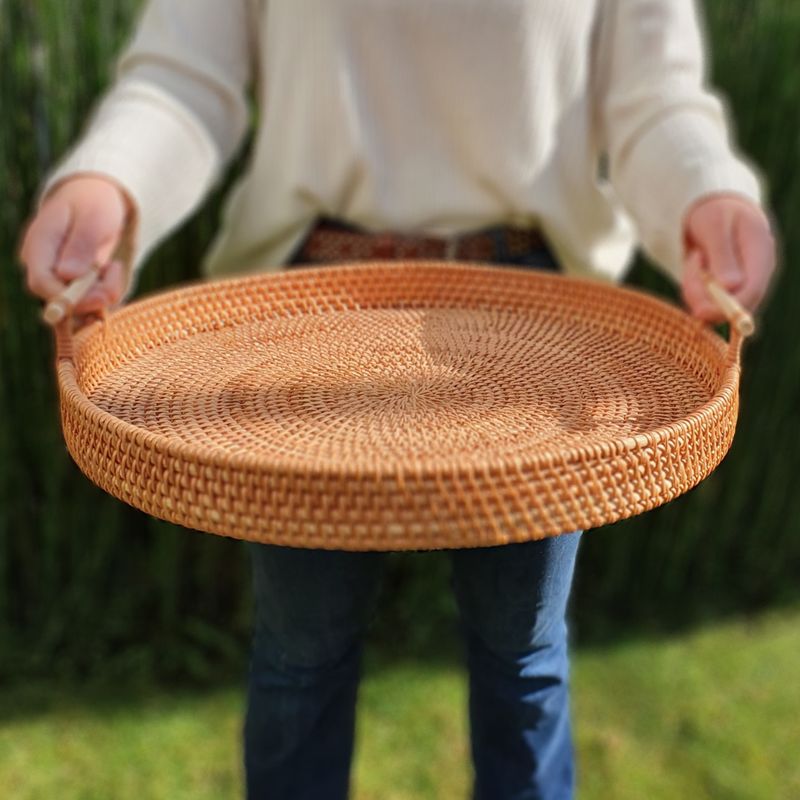 GENERICO - Bandeja Fibras Naturales con Asas 42cm diámetro
