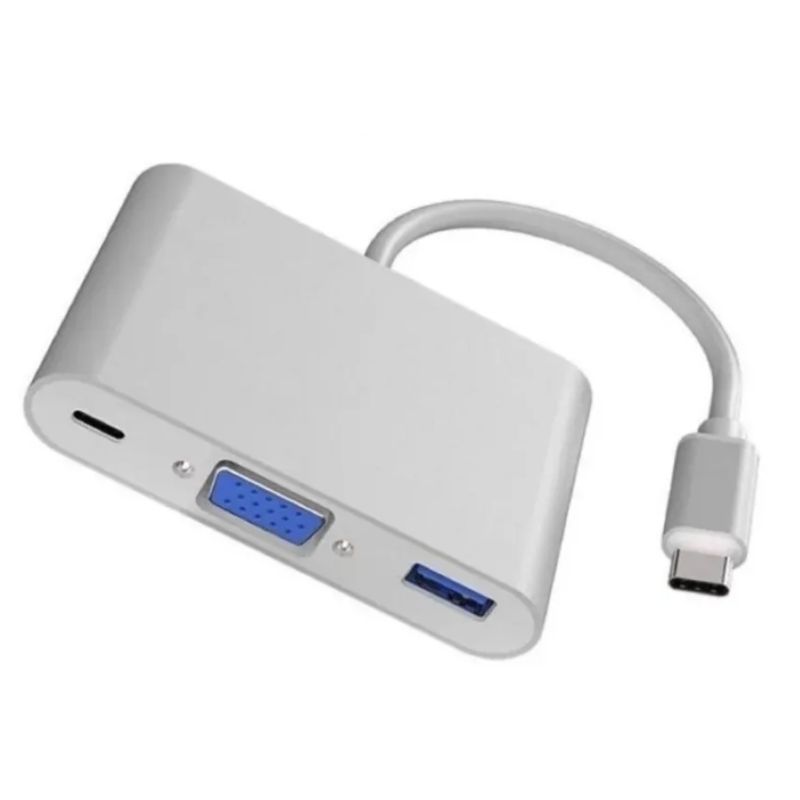 GENERICO - Hub Adaptador Usb Tipo C A Vga + Usb 3.0 + Usb-c Pc