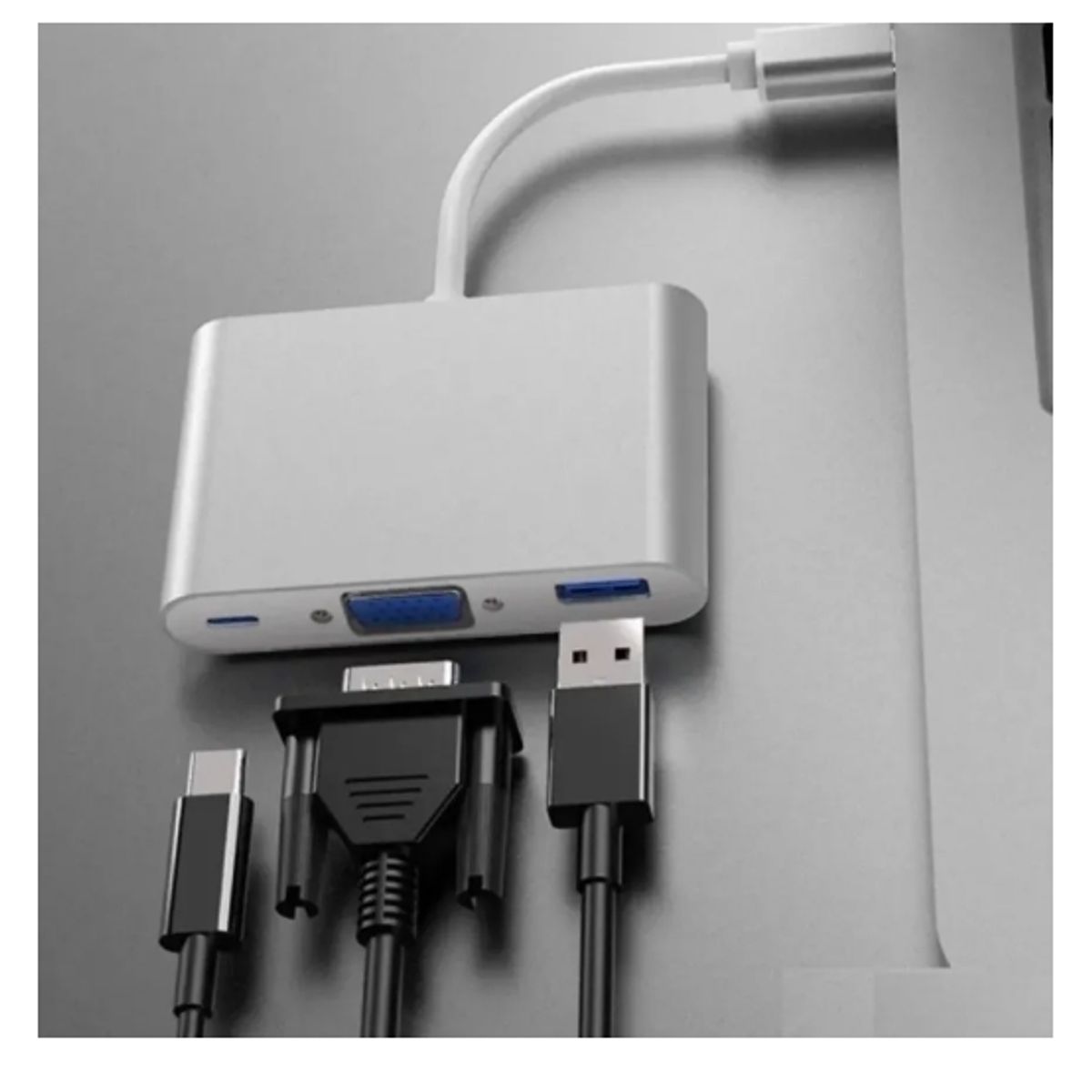 GENERICO - Hub Adaptador Usb Tipo C A Vga + Usb 3.0 + Usb-c Pc