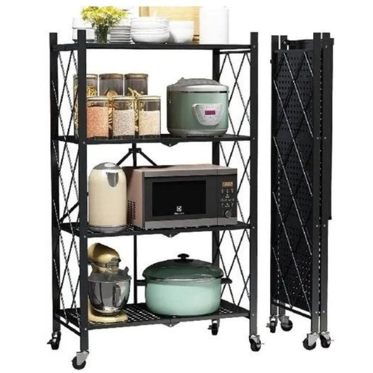 GENERICO - Estante Organizador Plegable Metálico Multiuso 4 Niveles…