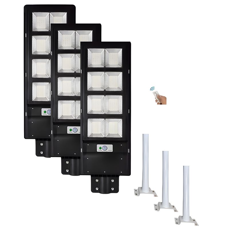 GENERICO - Pack X3 Foco Led Solar 300w Poste Exterior Focos Potentes