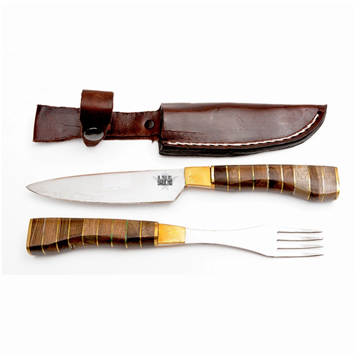 AL FILO DEL GAUCHO - Cuchillo Tenedor Anillado Artesanal