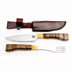 AL FILO DEL GAUCHO - Cuchillo Tenedor Anillado Artesanal