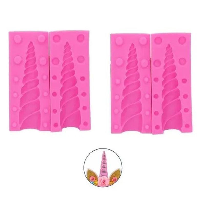 GENERICO - Pack X2 Moldes Silicona Molde Fondant Molde Unicornio Cacho