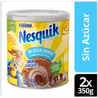 Saborizante Para Leche Nesquik® Chocolate Sin Azúcar 350g X2