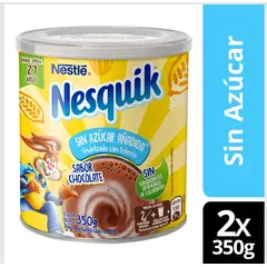 NESTLE - Saborizante Para Leche Nesquik® Chocolate Sin Azúcar 350g X2