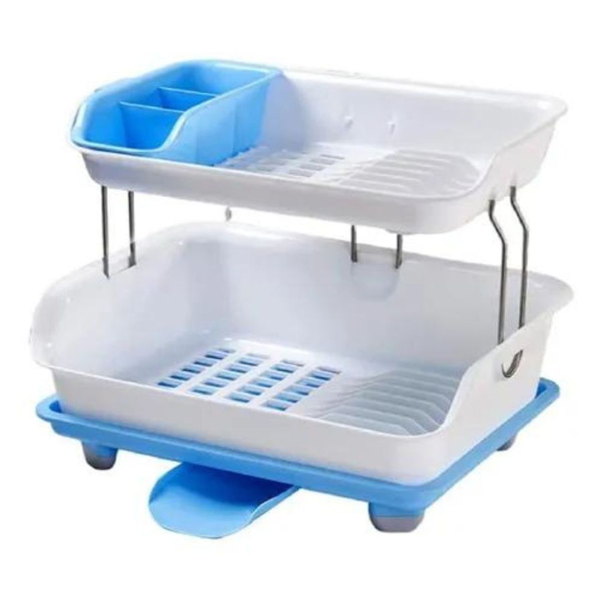 GENERICO - Escurridor De Platos Dos Niveles Plastico Seca Vajillas Azul