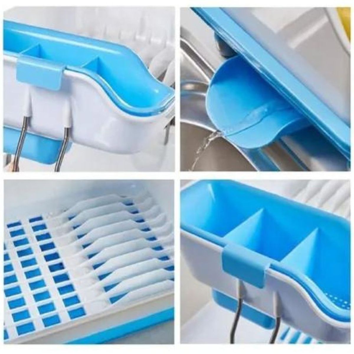 GENERICO - Escurridor De Platos Dos Niveles Plastico Seca Vajillas Azul