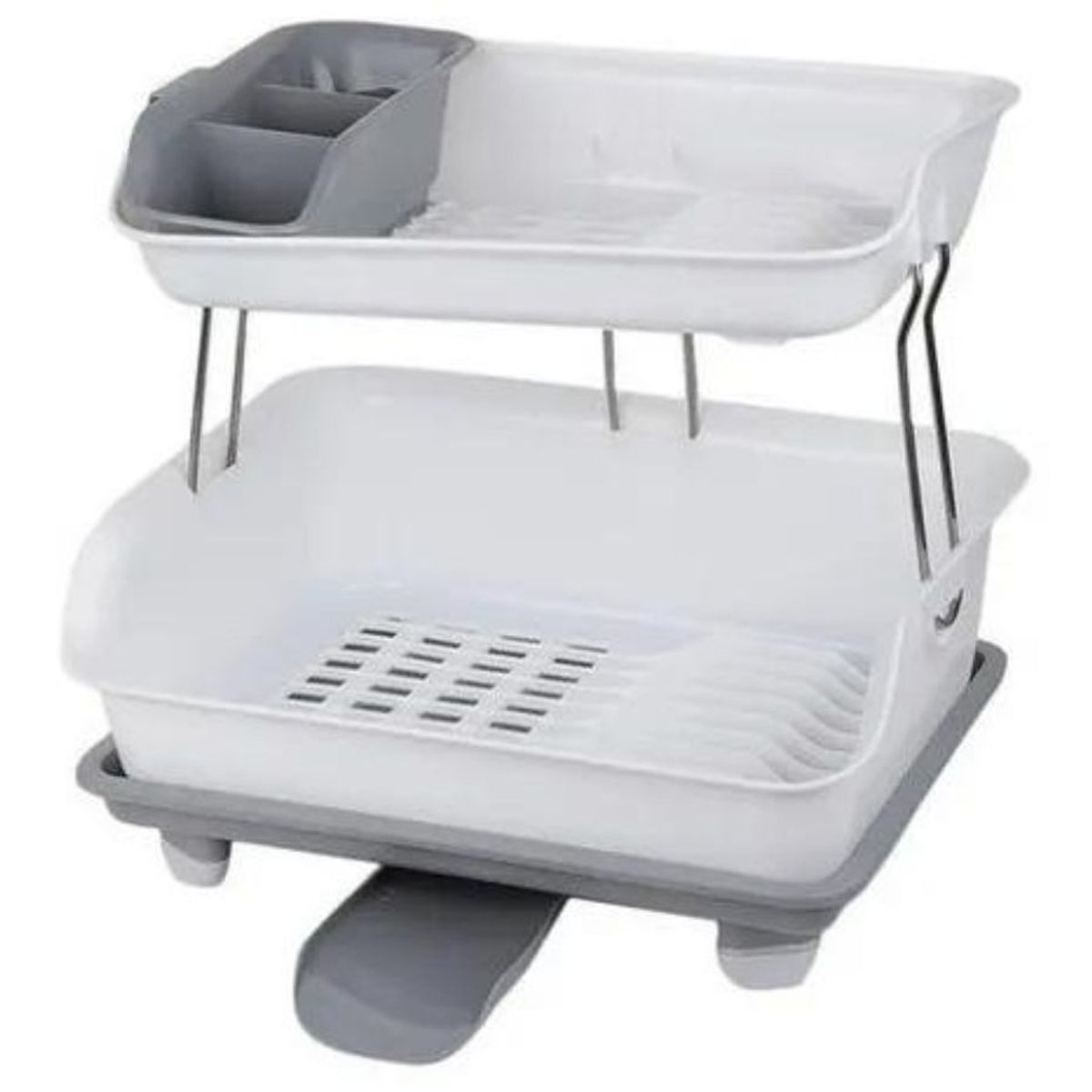 GENERICO - Escurridor De Platos Dos Niveles Plastico Seca Vajillas Gris