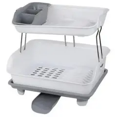 GENERICO - Escurridor De Platos Dos Niveles Plastico Seca Vajillas Gris