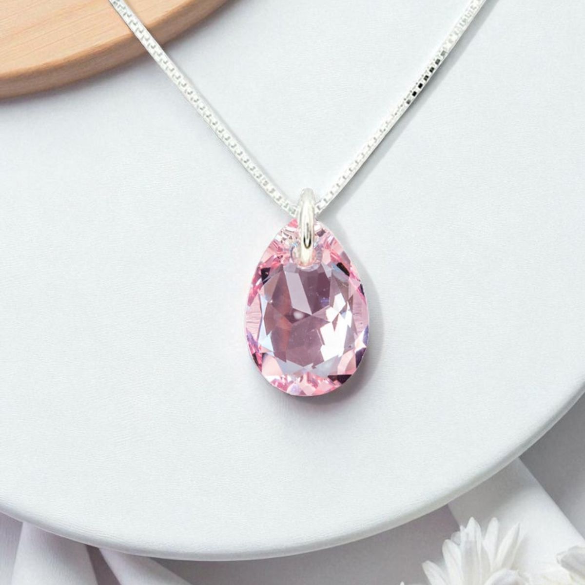 JOYAS MONTERO - Collar Gota de Luz Plata 925  creado con cristales de Swarovski® Light Rose