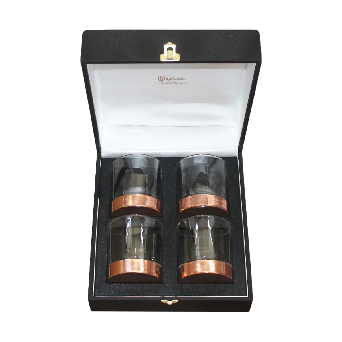 PERFECT CLASS - Set de 4 Vasos de Whisky c/base de Cobre
